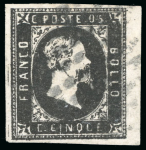Stamp of Italian States » Sardinia 1851, 5c black, a magnificent and very fresh example used