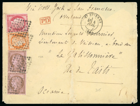 Stamp of Colonies françaises » Tahiti 1875, Lettre à destination de Tahiti, affranchissement