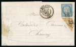 Stamp of France » Emission de Bordeaux 1870 1871, Lettre pour Chauny (Aisne), affranchissement