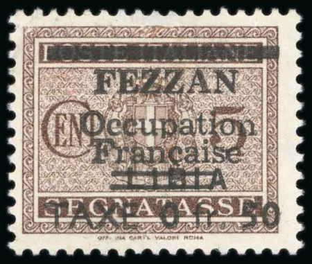 Stamp of Colonies françaises » Fezzan 1943, Timbre-taxe de Libye de 1934 surchargé "Fezzan