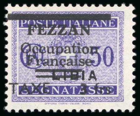 Stamp of Colonies françaises » Fezzan 1943, Timbre-taxe de Libye de 1934 surchargé "Fezzan