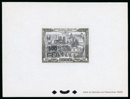 Stamp of Colonies françaises » Réunion 1951,1000 francs Paris de Decaris surchargé 500 francs
