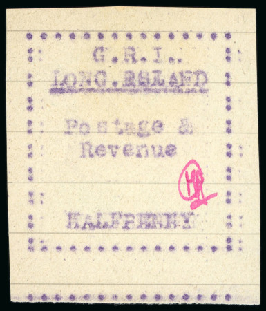 Stamp of Long Island 1916, 1/2d mauve on pale green paper with horizontal