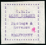 Stamp of Long Island 1916, 1/2d mauve on thin horizontally laid paper, typewritten