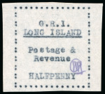 Stamp of Long Island 1916, 1/2d black on thin wove paper, typewritten (carbon),