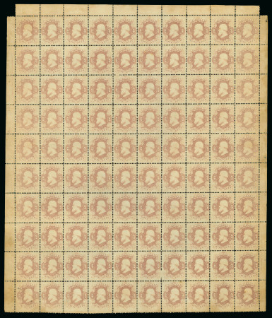 Stamp of Brazil » 1866-83 Dom Pedro » 1866 "Black Beard" Issue 1866, 20r brown lilac, the extraordinary complete sheet of 100
