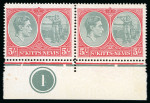 Stamp of St. Kitts-Nevis » St. Kitts-Nevis Crown Colony & Later 1938, 5s grey-green and scarlet, mint n.h. with original