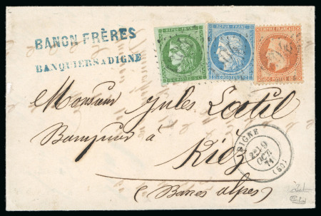 Stamp of France » Emission de Bordeaux 1870 1871, Lettre à destination de Kiez (Basses-Alpes),