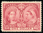 Stamp of Canada 1897, Jubilee, $1 lake, mint with original gum, well