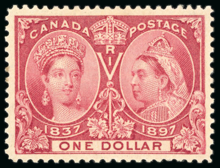 Stamp of Canada 1897, Jubilee, $1 lake, mint with original gum, well