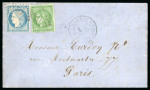 Stamp of France » Emission de Bordeaux 1870 1871, Lettre à destination de Paris, affranchissement