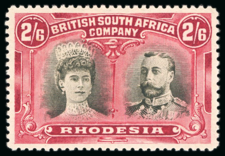 Stamp of Rhodesia 1910-13, Double Head, 2s 6d sepia and deep crimson,