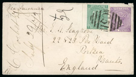 Stamp of Great Britain » British Post Offices Abroad 1872 (JY 14) Envelope from St Thomas to Portsea, franked