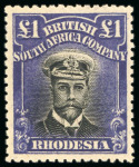 Stamp of Rhodesia 1918-20, Admiral Die IIIB, perforation 14, group of