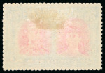 Stamp of Rhodesia 1910-13, Double Head 7s6d bright carmine and blue from the long gash printing showing line above King's eyebrow variety