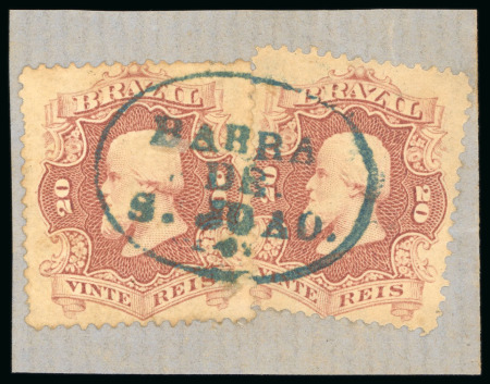 Stamp of Brazil » 1866-83 Dom Pedro » 1866 "Black Beard" Issue 1866, 20r group of seven stamps featuring better usages