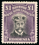 Stamp of Rhodesia 1922-24, Admiral, £1 black and deep magenta, mint