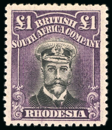 Stamp of Rhodesia 1922-24, Admiral, £1 black and deep magenta, mint