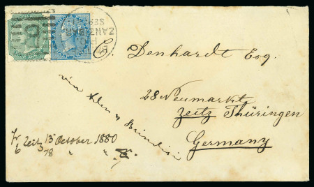 Stamp of Zanzibar » The Indian Post Office (1875-1895) 1880 (Sep 21) "Denhardt" envelope from Zanzibar to Germany with India 1866-78 4a green and 1/2a 