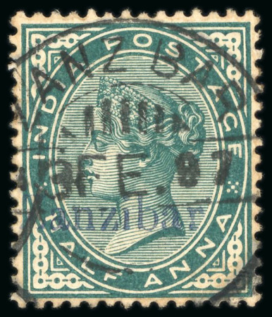 Stamp of Zanzibar » The Zanzibar Post Office (1895-1964) 1895-96 "Zanzibar" overprint in blue 1/2a used
