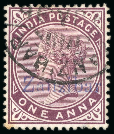 Stamp of Zanzibar » The Zanzibar Post Office (1895-1964) 1895-96 "Zanzibar" overprint in blue 1a, group of three used