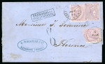 Stamp of Egypt » Italian Post Offices 1864, Folded entire from Alexandria to Florence initially