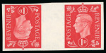 Stamp of Great Britain » King George VI 1937-47, 1d scarlet imperf. imprimatur tête-bêche gutter pair