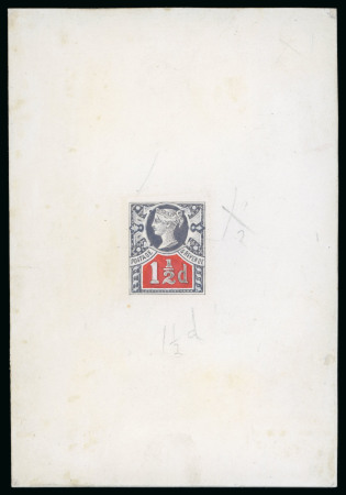 Stamp of Great Britain » 1855-1900 Surface Printed » 1887-1900 Jubilee Issue & 1891 £1 Green 1887-1900 Jubilee Issue 1 1/2d handpainted essay in dull lilac and carmine