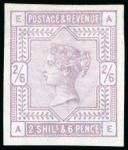 Stamp of Great Britain » 1855-1900 Surface Printed » 1883-84 & 1888 High Values 1883-84 2s6d Lilac on blued paper pl.2 imperforate imprimatur
