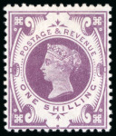 Stamp of Great Britain » 1855-1900 Surface Printed » 1887-1900 Jubilee Issue & 1891 £1 Green 1887-1900 Jubilee Issue 1s colour trial in bright purple