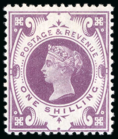 Stamp of Great Britain » 1855-1900 Surface Printed » 1887-1900 Jubilee Issue & 1891 £1 Green 1887-1900 Jubilee Issue 1s colour trial in bright purple