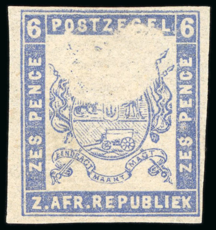 Stamp of South Africa » Transvaal 1869, Otto, 6d pale-ultramarine, imperforate, mint