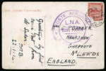 Stamp of Egypt » Airmails 1914 (22.1), Marc Pourpe flight on postcard, franked
