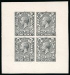 Stamp of Great Britain » King George V » 1912-24 Profile Head Issues 1912, 2d die I imperforate block of four plate proofs printed in black from a special plate of four impressions