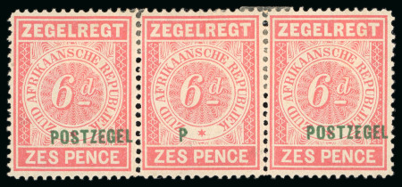 Stamp of South Africa » Transvaal 1895, Postal Fiscal, 6d bright-rose, mint with original