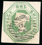 Stamp of Great Britain » 1847-54 Embossed 1854, Embossed 1s green, good margins, used