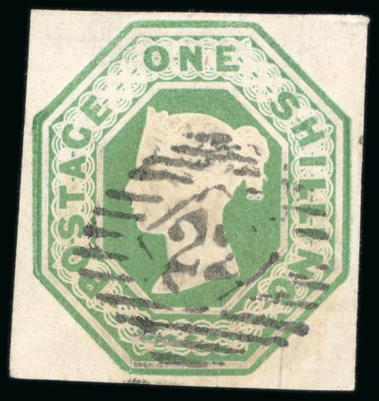 Stamp of Great Britain » 1847-54 Embossed 1854, Embossed 1s green, good margins, used