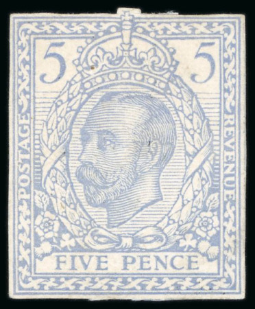 Stamp of Great Britain » King George V » 1911-12 Downey Head Issues 1911 5d Engravers sketch stamp size die (die 2 head), cut close to shape, used as a colour trial