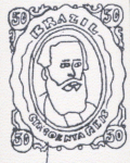 Stamp of Brazil » 1866-83 Dom Pedro » 1866 "Black Beard" Issue 1866, 50r blue, "crashed plate", group of four different examples