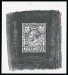 Stamp of Great Britain » King George V » 1912-24 Profile Head Issues 1912 7d uncleared die proof printed in black on thin white glazed card 