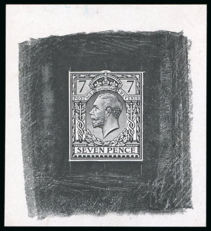 Stamp of Great Britain » King George V » 1912-24 Profile Head Issues 1912 7d uncleared die proof printed in black on thin white glazed card 