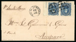 Stamp of Brazil » 1866-83 Dom Pedro » 1866 "Black Beard" Issue 1866, 50r blue, a magnificent horizontal pair with marginal imprint on cover