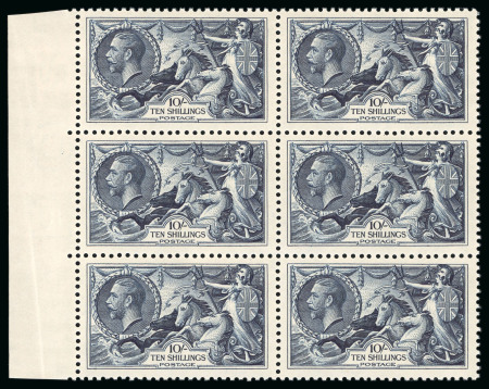 Stamp of Great Britain » King George V » 1924-36 Issues 1934 Re-Engraved 2s6d, 5s and 10s in mint n.h. left marginal blocks of six
