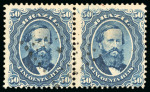 Stamp of Brazil » 1866-83 Dom Pedro » 1866 "Black Beard" Issue 1866, 50r blue, "cracked plate" variety in upper left