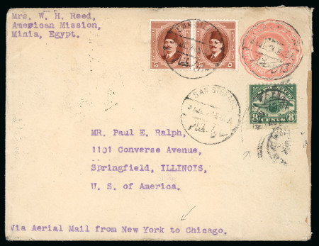 Stamp of Egypt » Airmails 1924 Airmail cover sent from Cairo to USA, franked