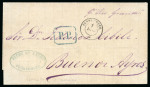 Stamp of Brazil » 1866-83 Dom Pedro » 1866 "Black Beard" Issue 1866, 20r violet slate, together with 200r black on cover to Argentina