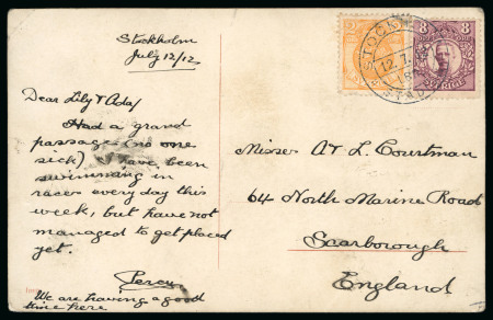 Stamp of Olympics » 1912 Stockholm » LBR. / STADION Cancels 1912 (Jul 12) Picture postcard sent by British swimmer Percy Courtman with "STOCKHOLM / L.B.R. / STADION" stadium cancel