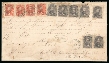 Stamp of Brazil » 1866-83 Dom Pedro » 1866 "Black Beard" Issue 1866, 80r violet black, the largest franking recorded