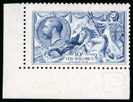 Stamp of Great Britain » King George V » 1913-19 Seahorse Issues 1915 De La Rue 10s deep blue mint corner marginal