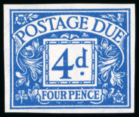Stamp of Great Britain » Postage Dues 1951 Postage Due 4d blue imprimatur (S.G. £2'500).